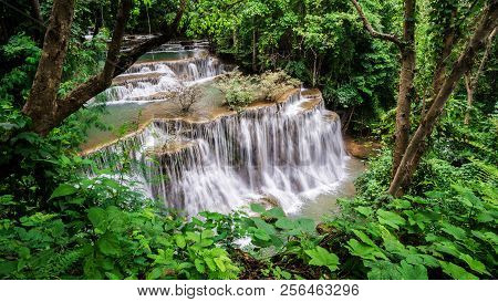 Huay Mae Kamin Waterfall  At Khuean Srinagarindra National Park Kanchanaburi Povince , Thailand