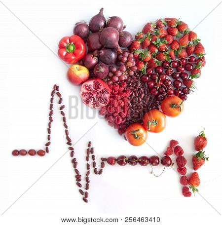 Cardiogram Icon With Heartshape Made From Food