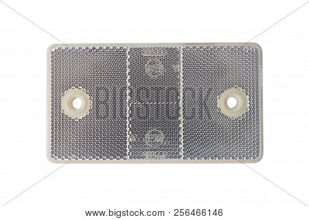 Retroreflector On White Background. Reflecting Light Cataphote.