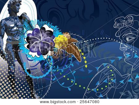 Vector illustration of statue of David