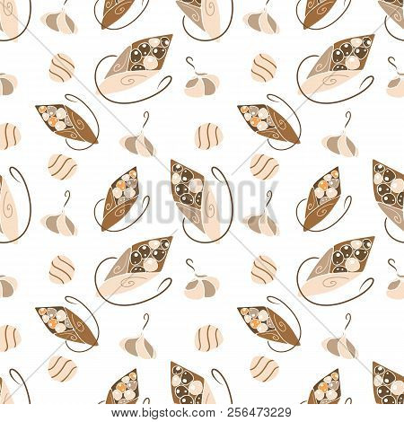 Vector Pattern Brown Bags Of Glasing Nuts, Cookies And Zephir