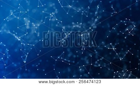3d Rendered Abstract Plexus Shapes. Digital, Communication And Technology Background With Lines And 