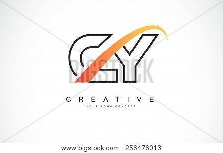 Cy C Y Swoosh Letter Logo Design With Modern Yellow Swoosh Curved Lines Vector Illustration.
