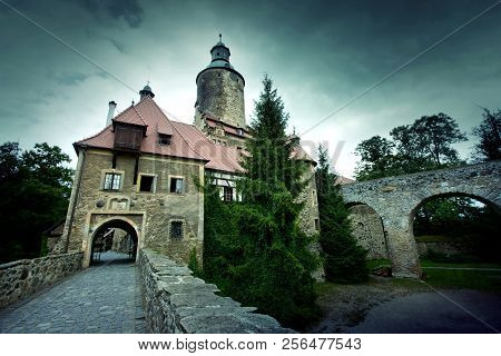 Czocha Castle In Poland. Medieval Architecture Picture.