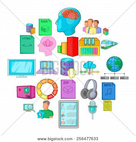 Cloud Computing Icons Set. Cartoon Set Of 25 Cloud Computing Vector Icons For Web Isolated On White 