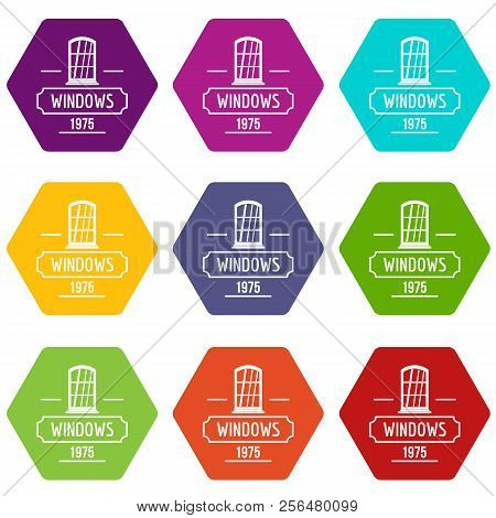 Inside Window Icons 9 Set Coloful Isolated On White For Web