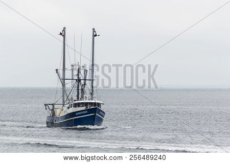 New Bedford, Massachusetts, Usa - September 3, 2018: Commercial Fishing Vessel Adventuress, Hailing 