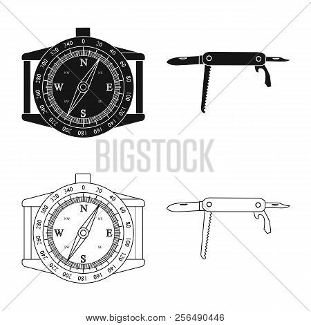 Vector Illustration Of Alpinism And Peak Sign. Set Of Alpinism And Camp Stock Vector Illustration.
