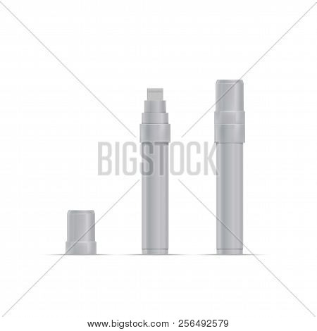 White Marker Realistic Vector Illustration. Broad Marker On White Background.
