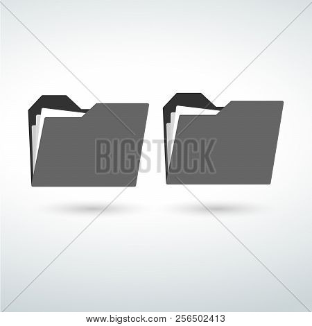 Folder Icon In Trendy Flat Style Isolated On Grey Background