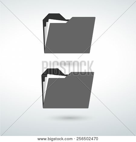 Folder Icon In Trendy Flat Style Isolated On Grey Background