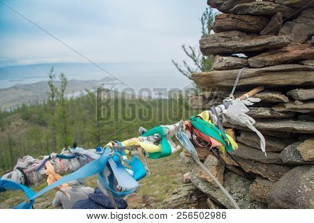 Praying Ribbons On Top Of The Hillock Dedicated To A Local Tutelary Deity