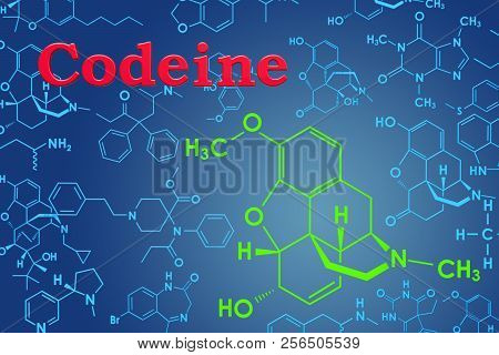 Codeine. Chemical Formula, Molecular Structure. 3d Rendering
