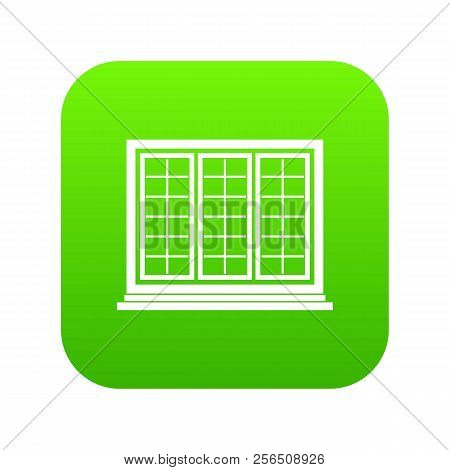 Wooden Tricuspid Window Icon Digital Green For Any Design Isolated On White Illustration