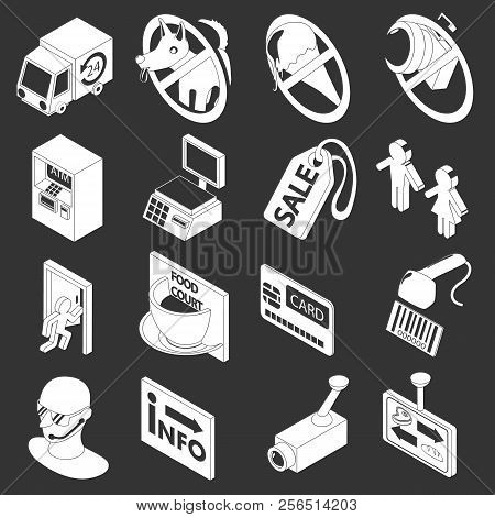 Shop Navigation Foods Icons Set White Isolated On Grey Background
