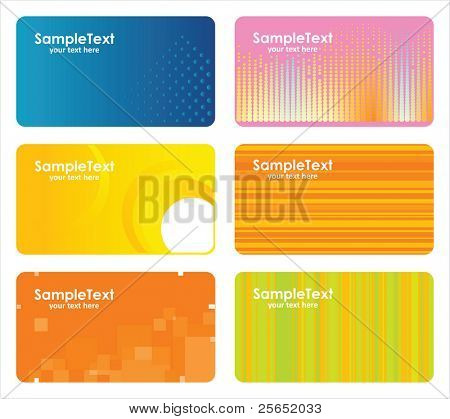 เวกเตอร์ต่าง ๆ นามบัตรสีสันสดใส
