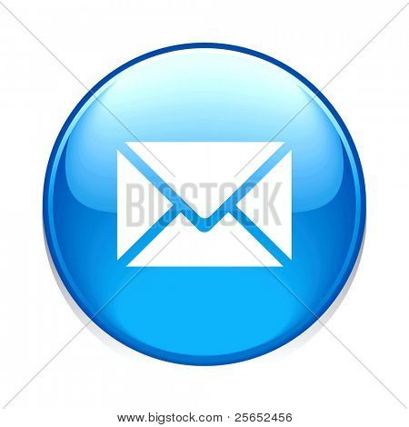 e-mail koło niebieski przycisk ikona na białym tle