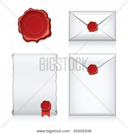Instellen van e-mail, pictogrammen omhullen met wax pers.