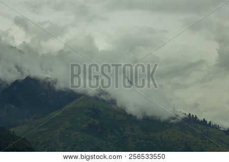 Heavy Cloud On The Green Mountain With Forest