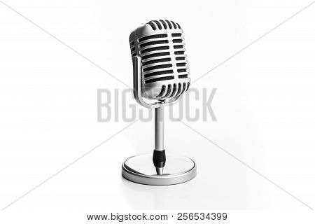 Retro Microphone Isolated On A White Background