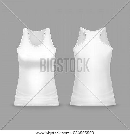 White Female Sport Tank Top Vector Illustration Of 3d Realistic Casual Or Sportswear Or T-shirt Mock
