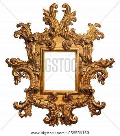 Antiquarian, Richly Decarated, Ornamented, Gold Plated Empty Picture Frame For Putting Your Pictures