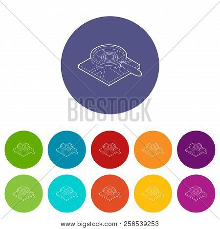 Magnifying Glass Over Map Icons Color Set For Any Web Design On White Background