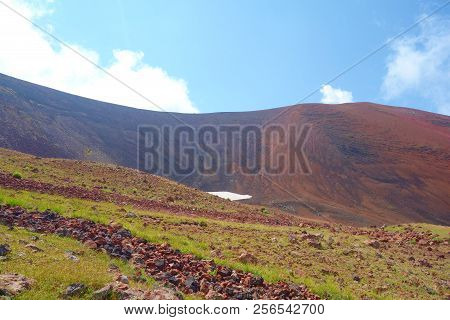 Hiking Trail Leading To The Top Of The Mount Azhdahak Which Is A Volcano With A Lake Inside In Gegha