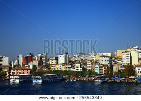 Istanbul, Turkey - 29 October, 2013: View Of The Golden Horn, Istanbul. Turkey.