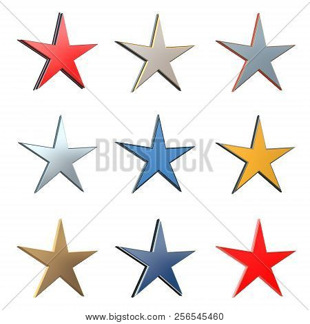 3d Star In Different Element And Color Versions 3 - Isolated On White Background