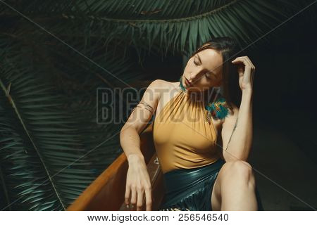 Woman Closed Eyes, Beauty, Relaxation And Recreation Concept.