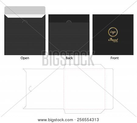 Envelope Die Cut Mock Up Template Vector