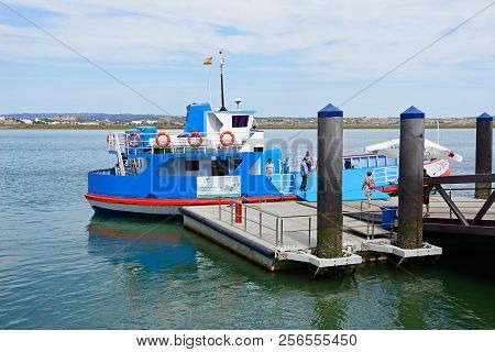 Ayamonte, Spain - June 11, 2017 - Passengers Boarding The Ferry For Vila Real De Santo Antonio In Po