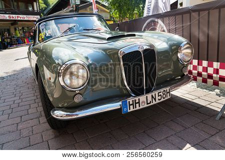 Saalbach-hinterglemm, Austria - June 21 2018: Vintage Italian Car Lancia Lancia Aurelia B 24 From 19