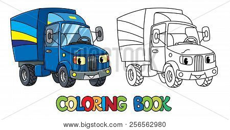 Funny Small Post Car With Eyes. Coloring Book
