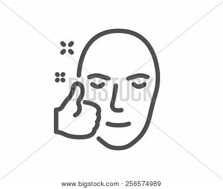 Healty Face Skin Line Icon. Good Care Sign. Like Symbol. Quality Design Element. Classic Style Healt