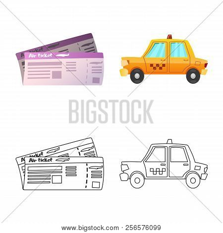 Vector Design Of Airport And Airplane Icon. Set Of Airport And Plane Vector Icon For Stock.