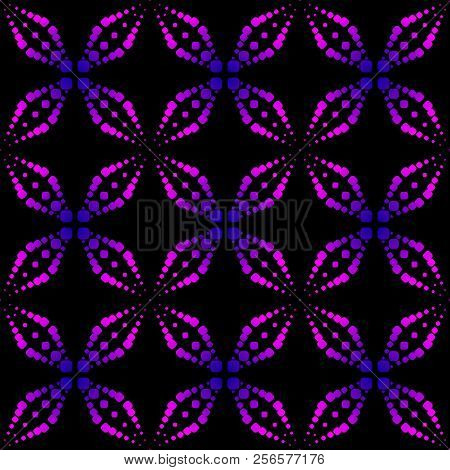 Vector Abstract Seamless Pattern With Dots, Sparkles, Crosses, Floral Shapes, Fireworks. Trendy Back