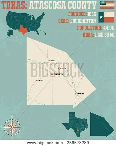 Detailed Map Of Atascos County In Texas, Usa