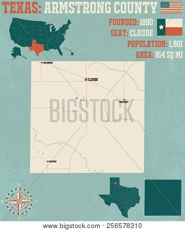 Detailed Map Of Armstrong County In Texas, Usa