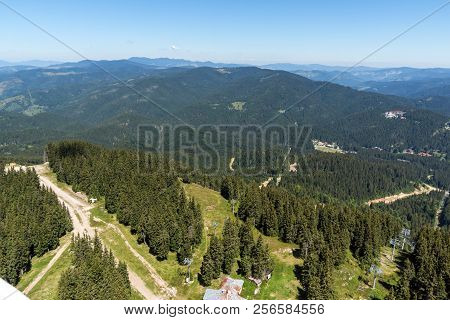 Amazing Landscape Of Rhodope Mountains From Snezhanka Tower Near Ski Resort Pamporovo, Smolyan Regio