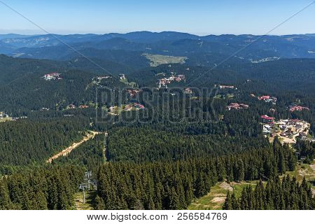Amazing Landscape Of Rhodope Mountains From Snezhanka Tower Near Ski Resort Pamporovo, Smolyan Regio