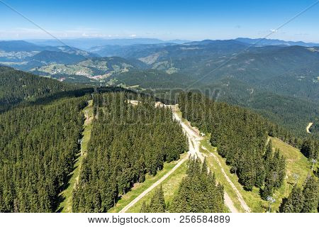 Amazing Landscape Of Rhodope Mountains From Snezhanka Tower Near Ski Resort Pamporovo, Smolyan Regio