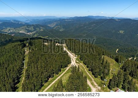 Amazing Landscape Of Rhodope Mountains From Snezhanka Tower Near Ski Resort Pamporovo, Smolyan Regio