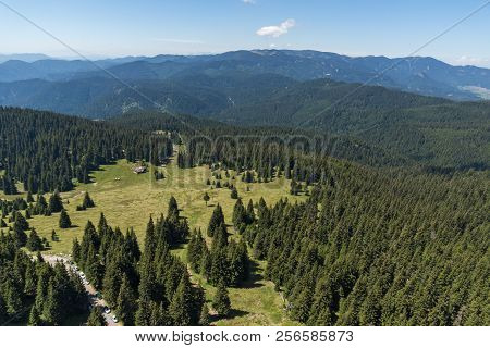 Amazing Landscape Of Rhodope Mountains From Snezhanka Tower Near Ski Resort Pamporovo, Smolyan Regio