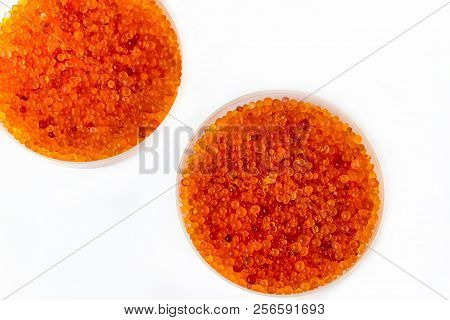 Anhydrous Dry Silica Gel Beads Isolated On White Background. Silica Gel Changes Color From Orange To