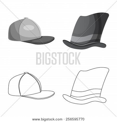 Vector Illustration Of Headwear And Cap Icon. Set Of Headwear And Accessory Stock Symbol For Web.