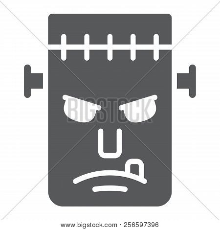 Frankenstein Glyph Icon, Monster And Halloween, Zombie Sign, Vector Graphics, A Solid Pattern On A W