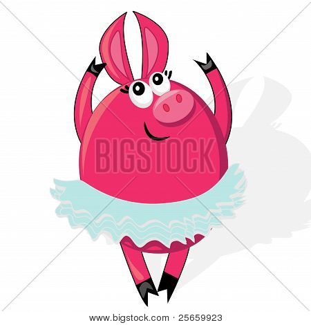 danza pig.isolated cute character.vector illustrazione