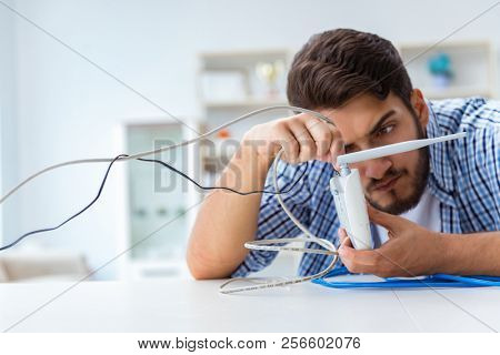 Frustrated young man due to weak internet reception